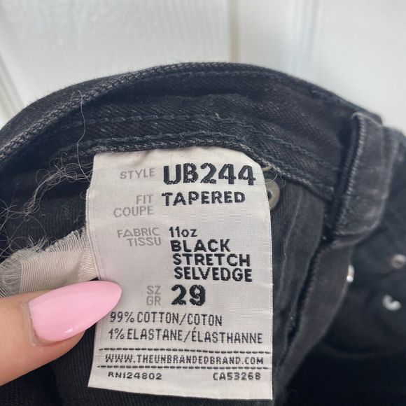 The Unbranded 29 X32 Tapered Black Selvedge Jeans 11oz Cotton Button Fly Denim - Picture 2 of 5